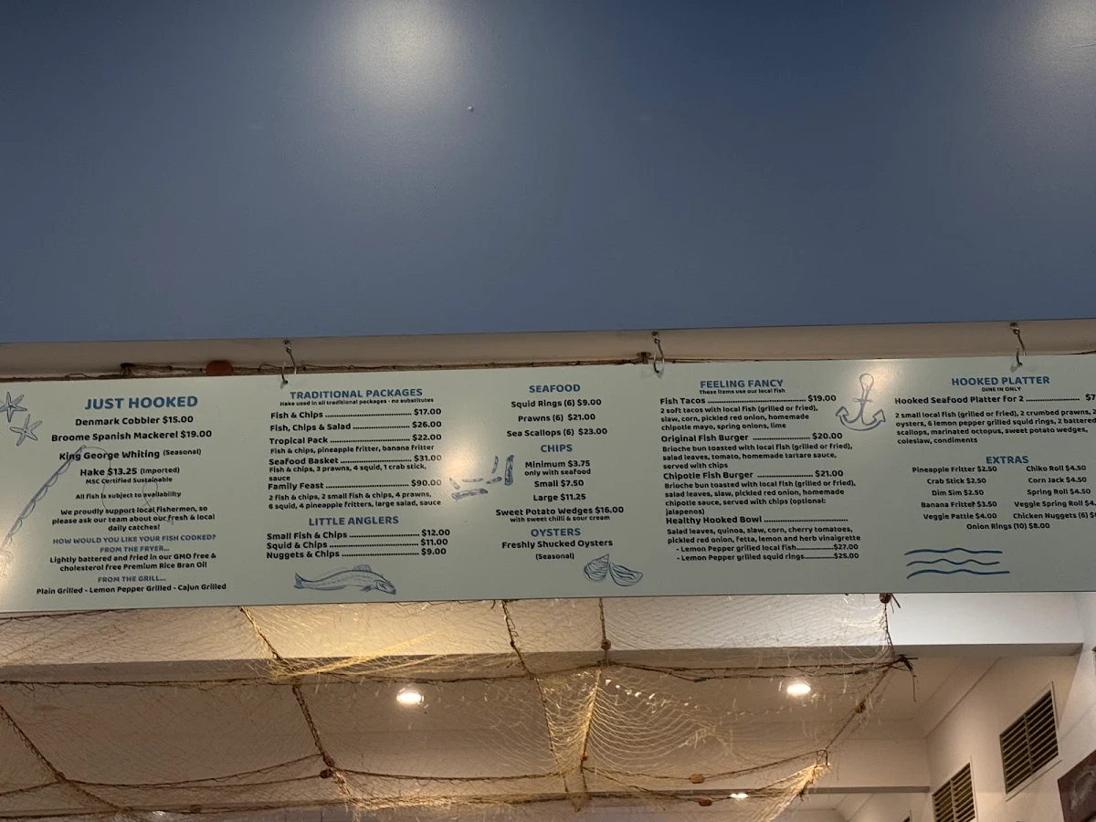 Menu, Hooked On Middleton Beach Fish & Chips