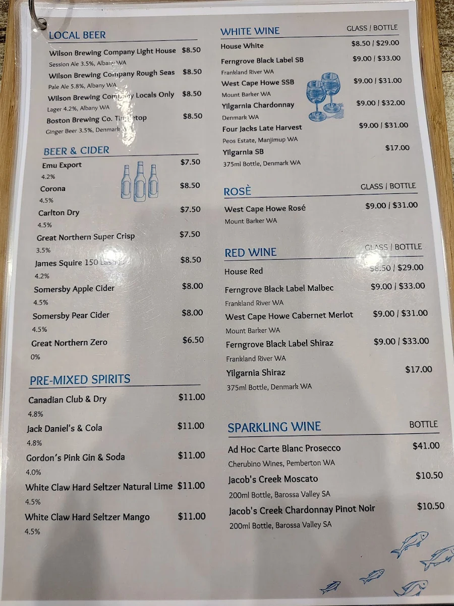 Menu, Hooked On Middleton Beach Fish & Chips