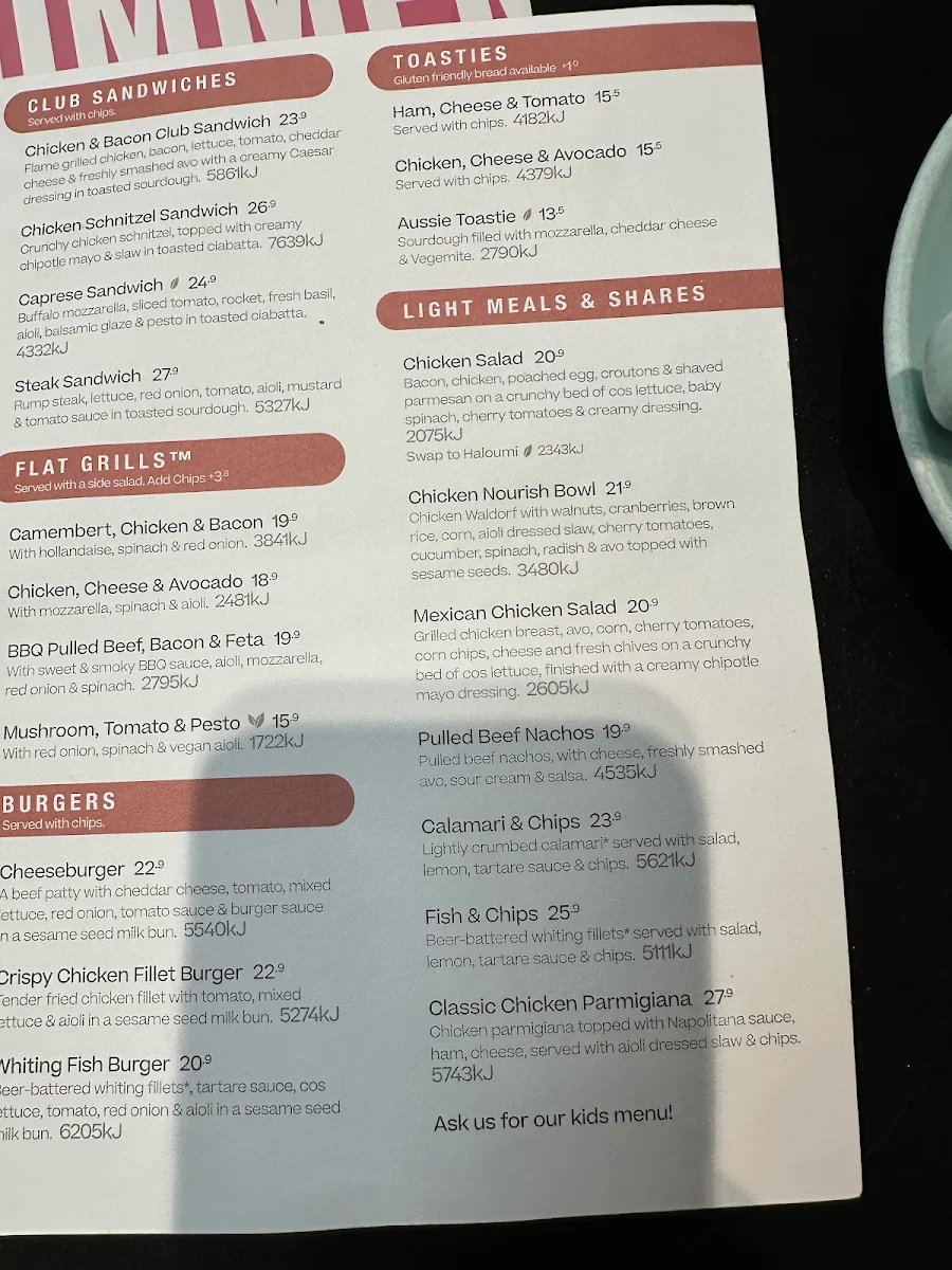 Menu, The Coffee Club
