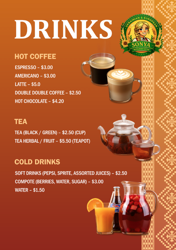 Menu, Sonya