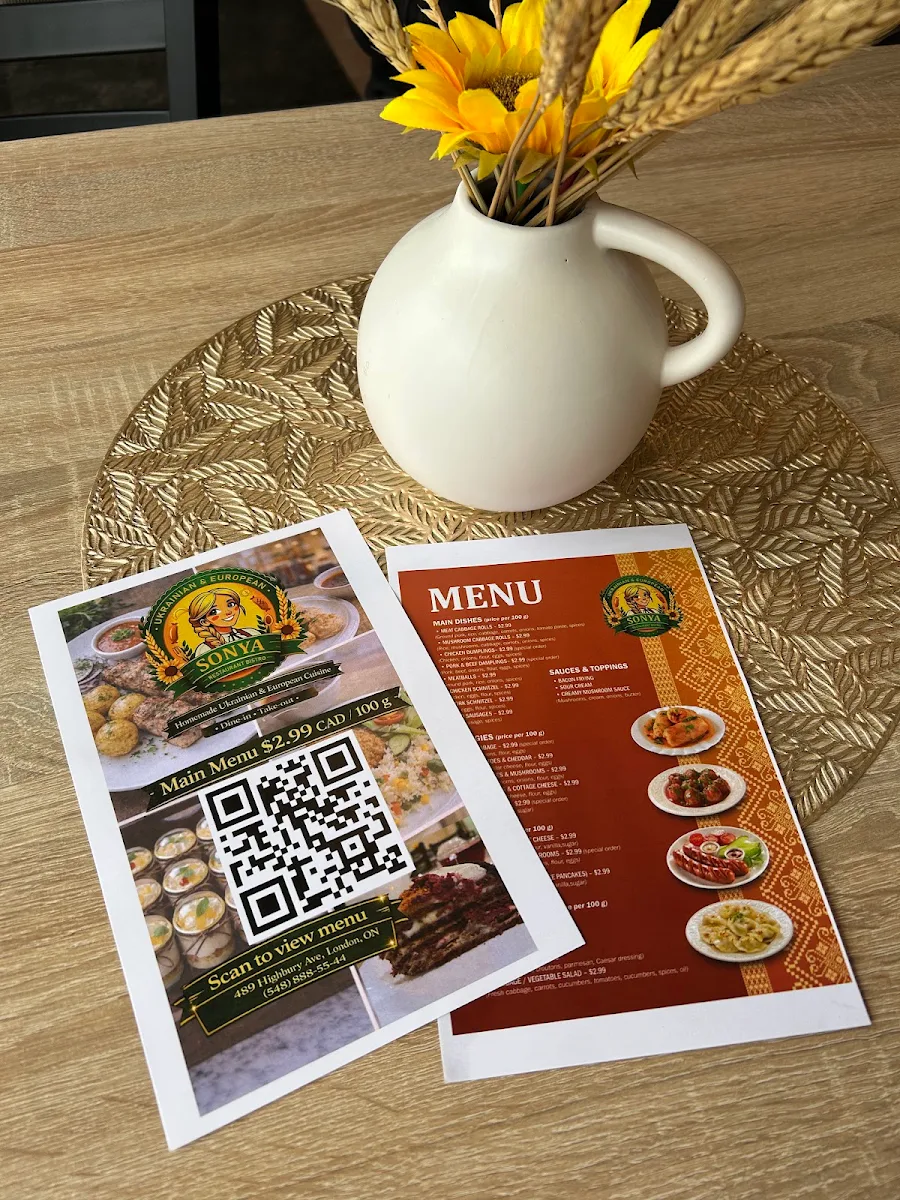 Menu, Sonya