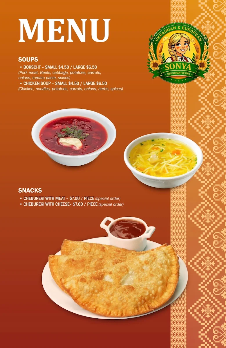 Menu, Sonya