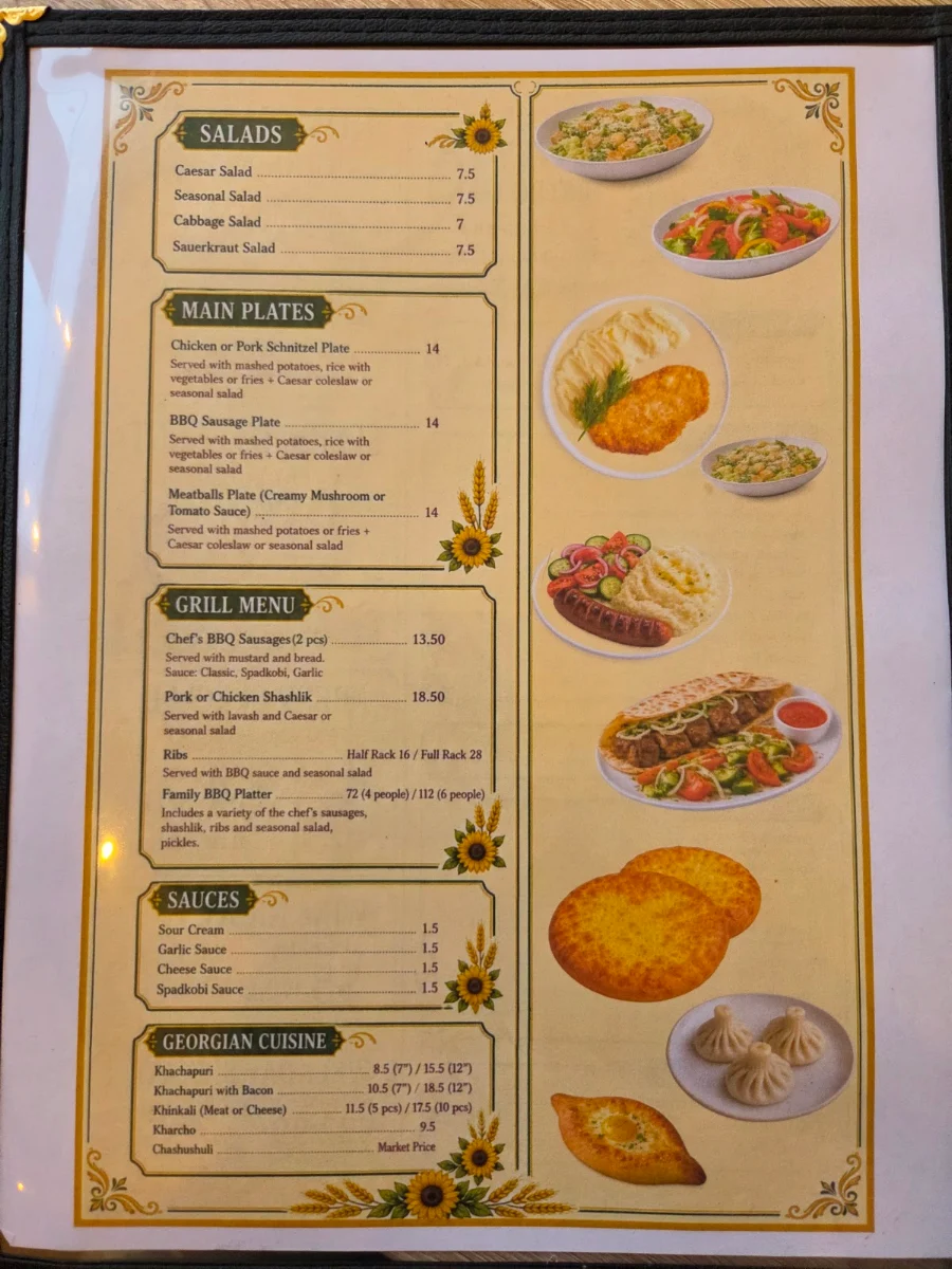 Menu, Sonya