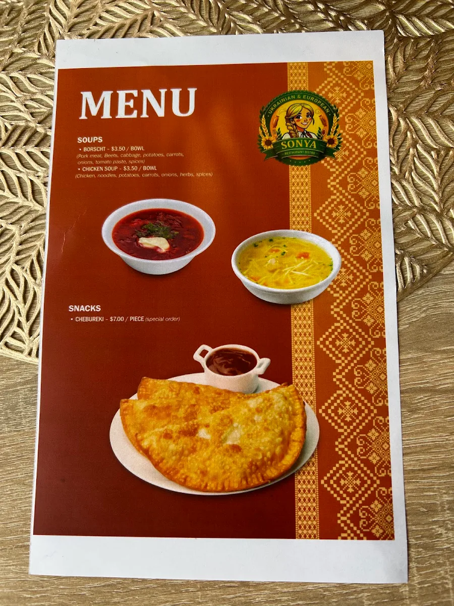 Menu, Sonya