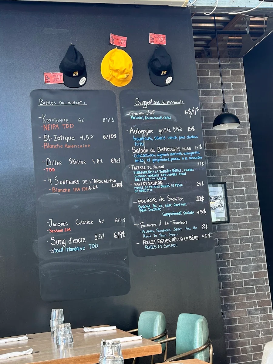 Menu, Brasseur de Montréal