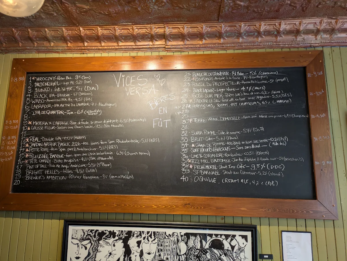 Menu, Vices & Versa