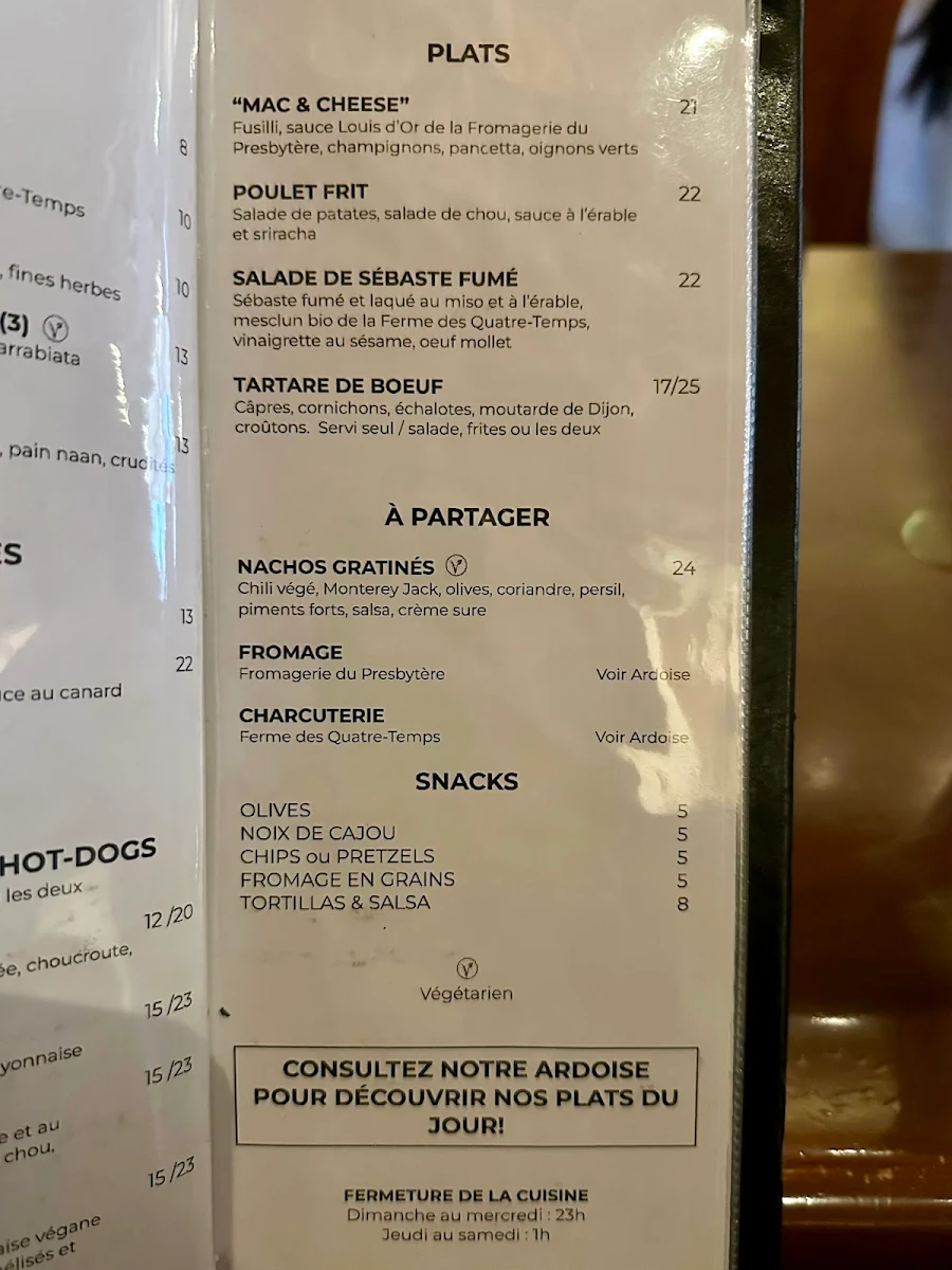 Menu, Vices & Versa