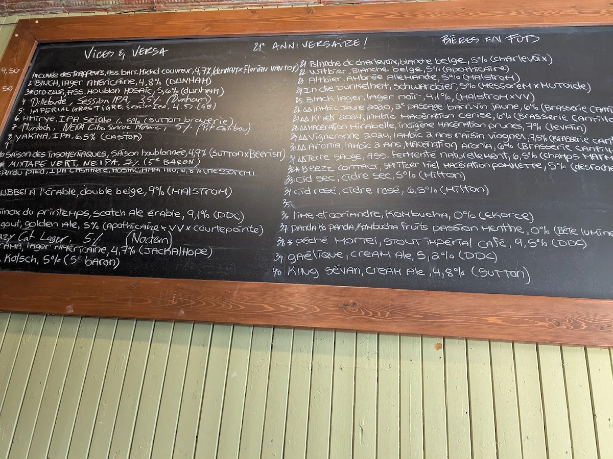 Menu, Vices & Versa