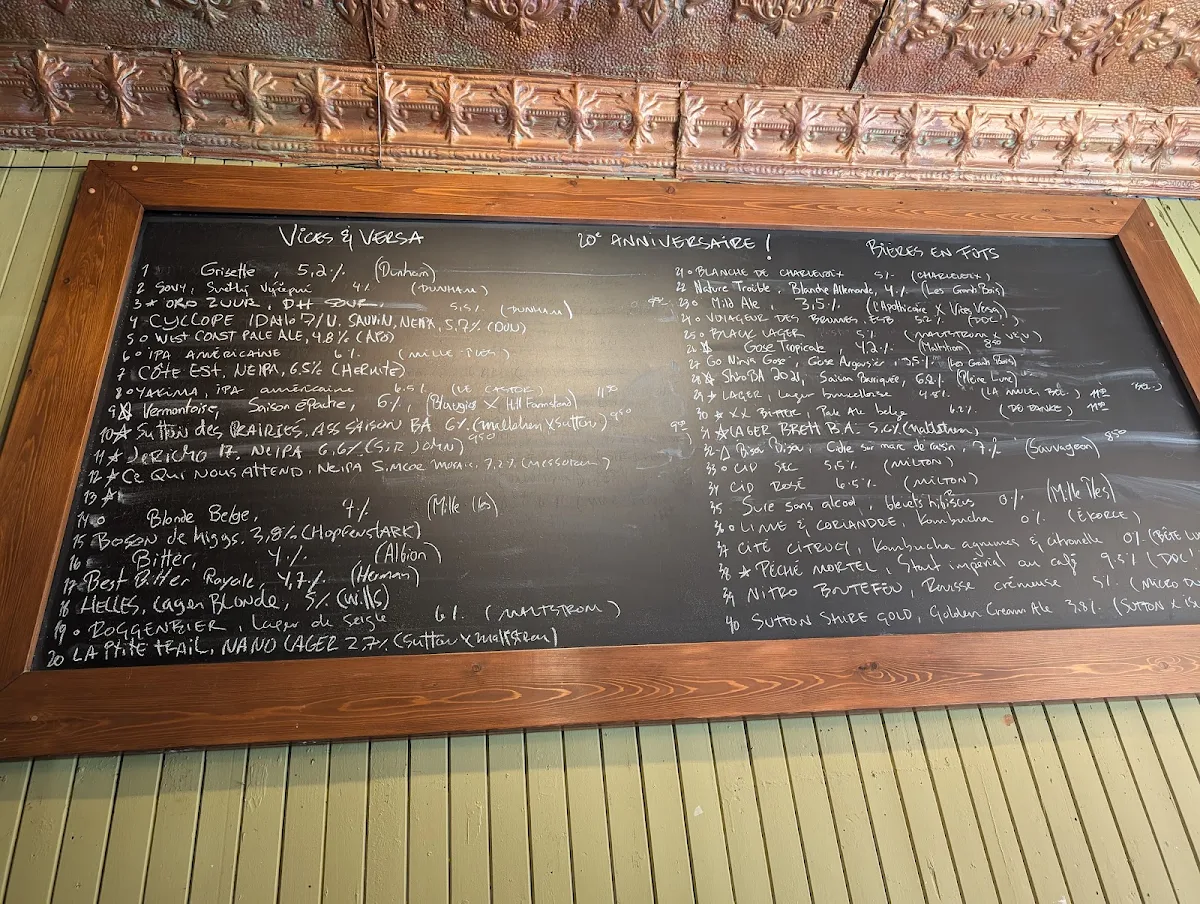 Menu, Vices & Versa