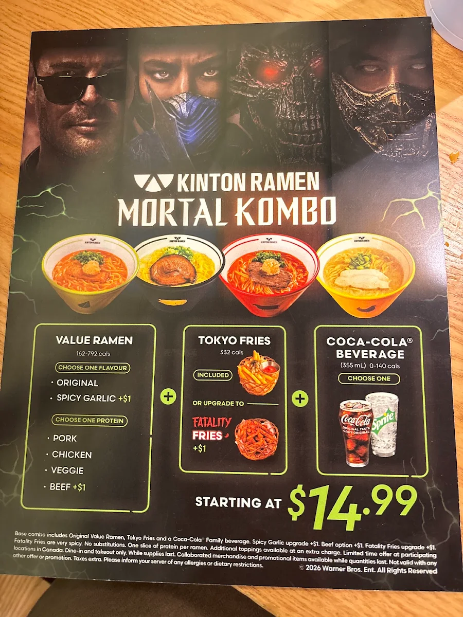 Menu, KINTON RAMEN MARKVILLE