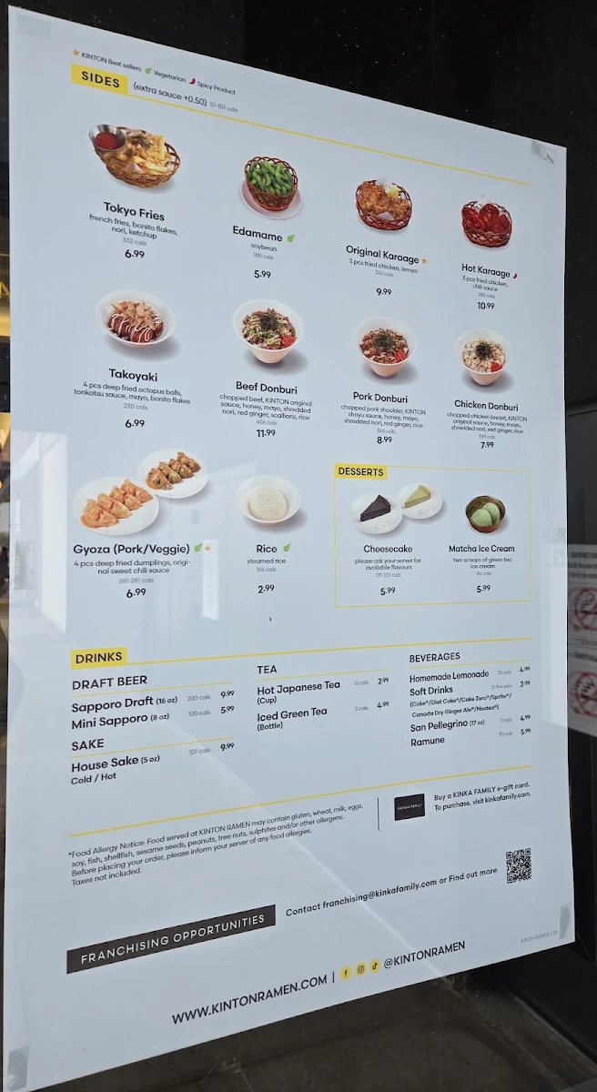 Menu, KINTON RAMEN MARKVILLE