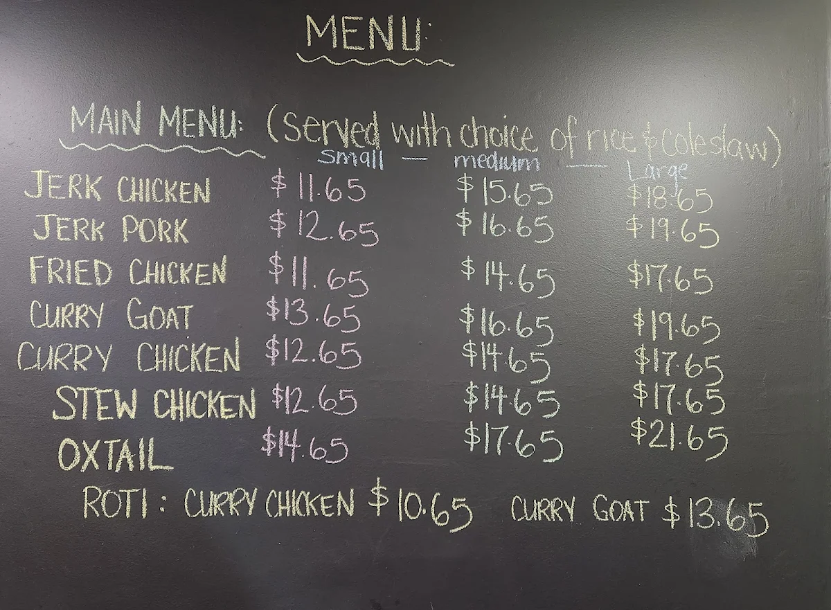 Menu, The Jerk House