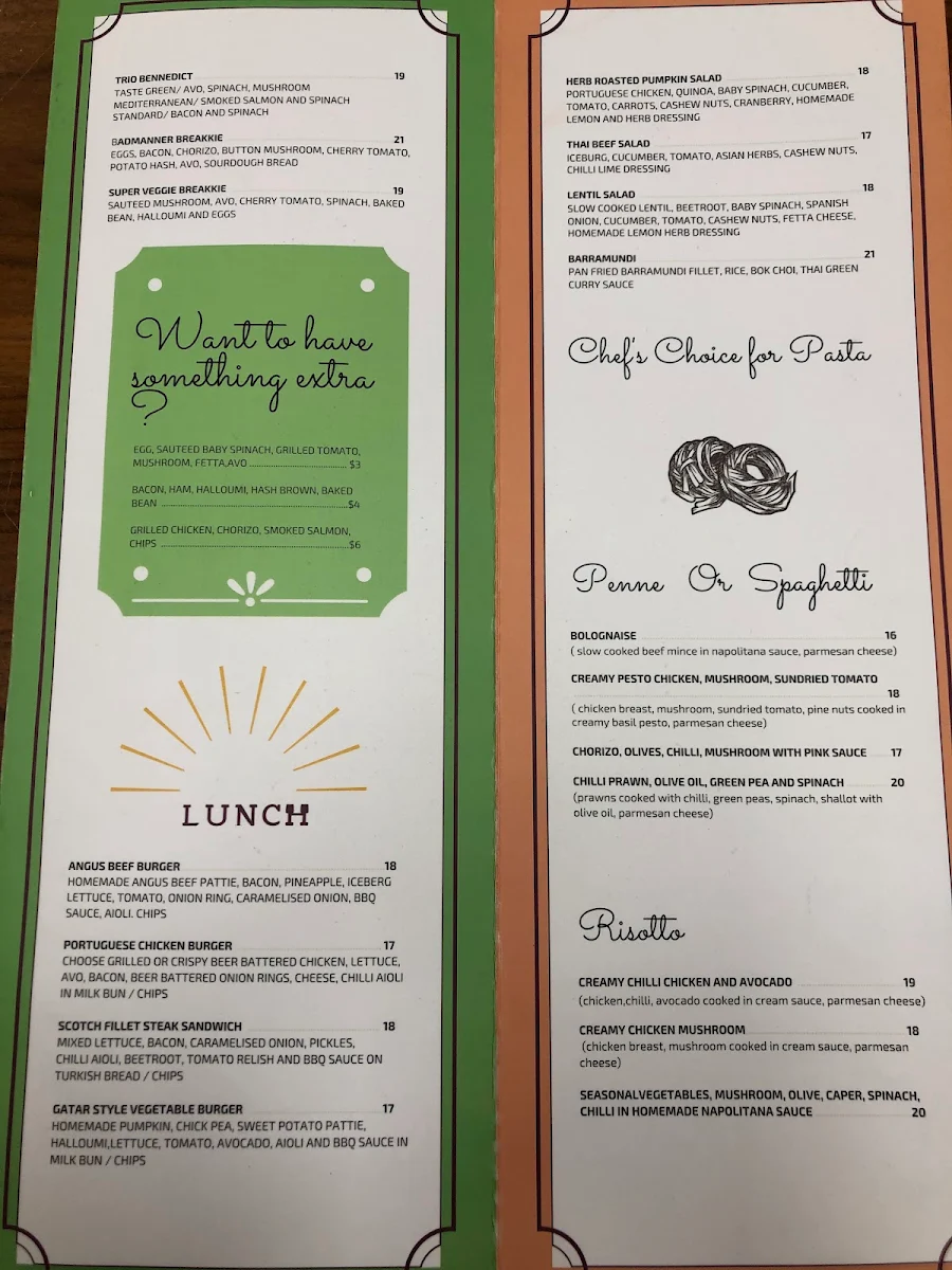 Menu, Badmanner