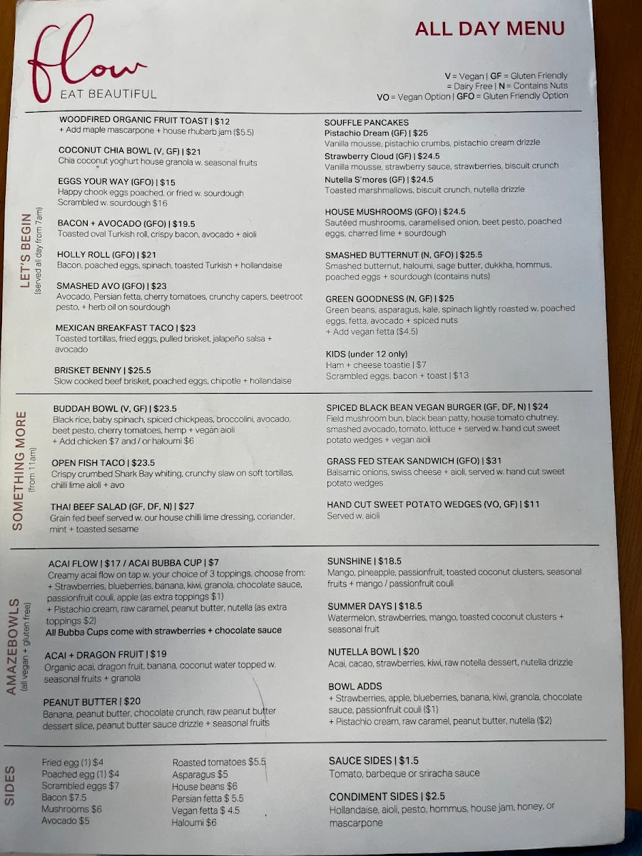 Menu, Flowvitality