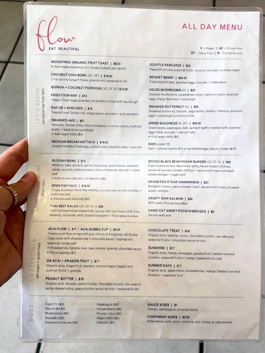 Menu, Flowvitality