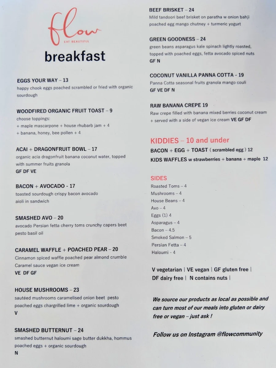 Menu, Flowvitality