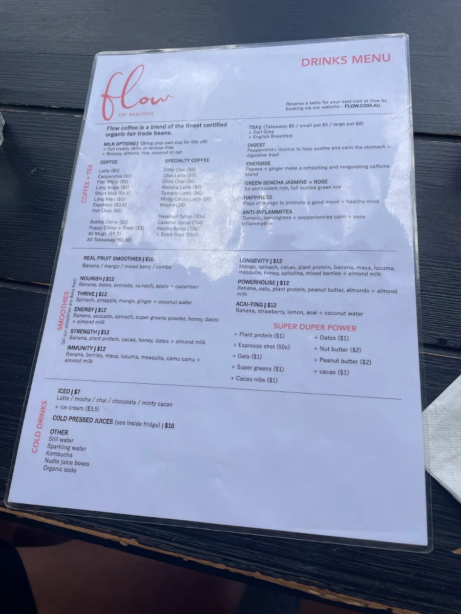 Menu, Flowvitality