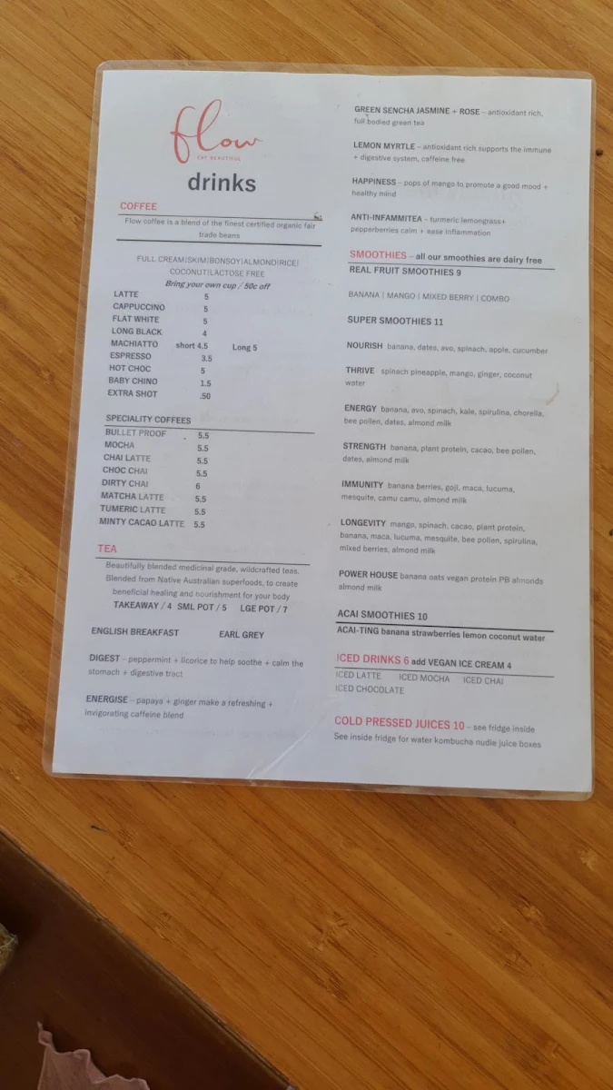 Menu, Flowvitality