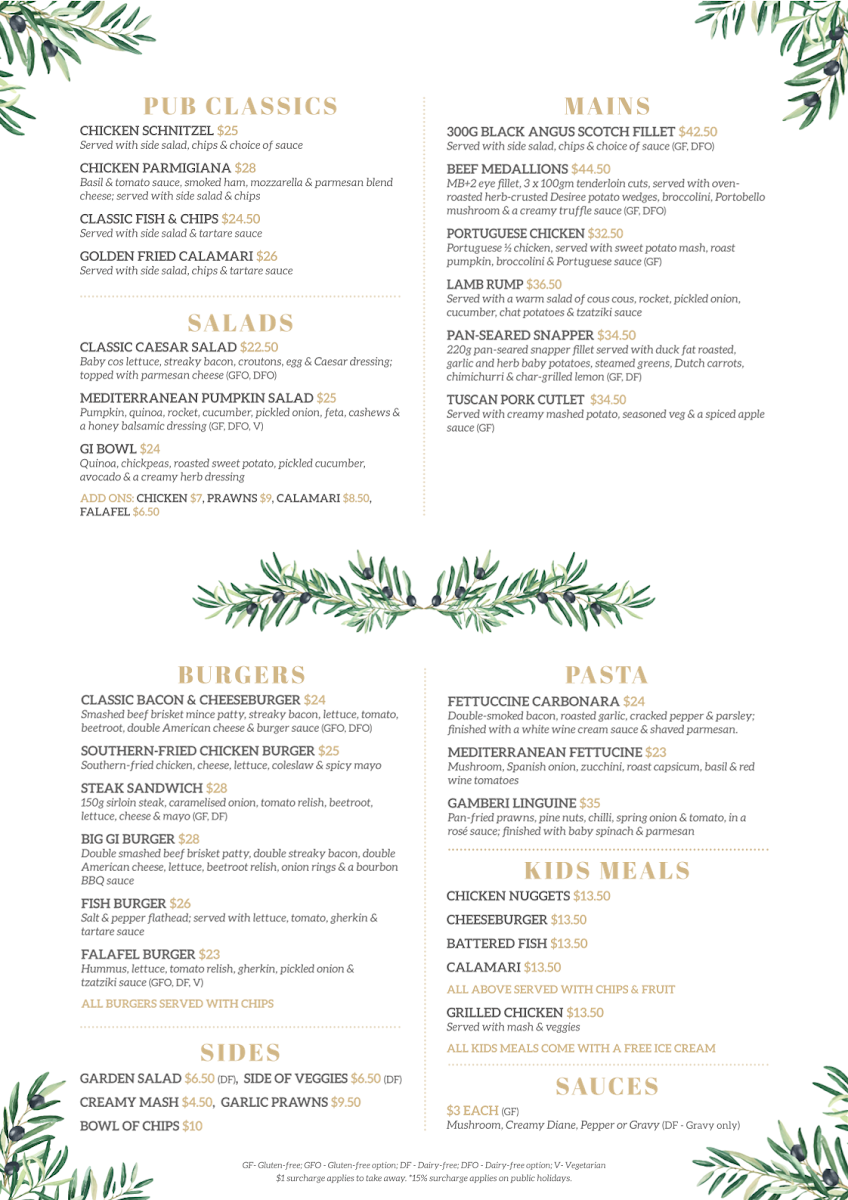 Menu, Good Intent Hotel