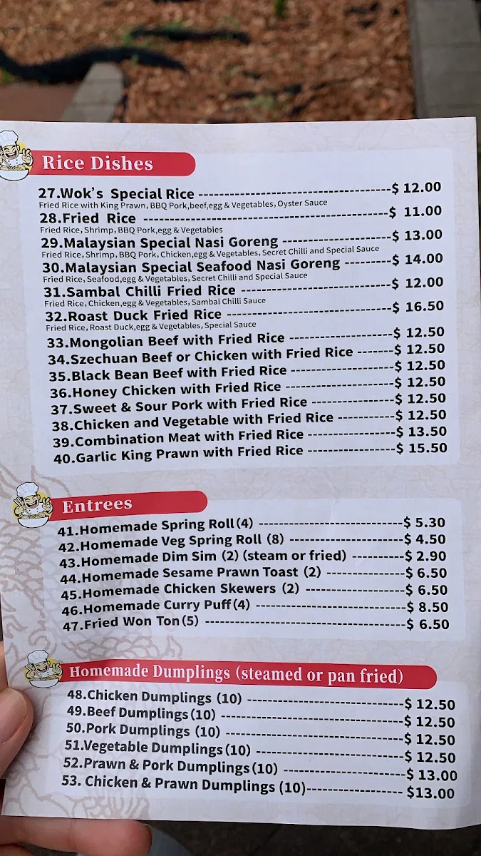 Menu, Wok's N Dumpling (Portland)