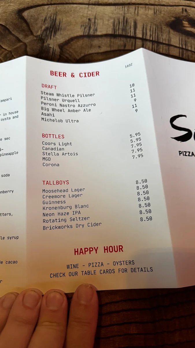Menu, Sasso Pizza Market & Bar