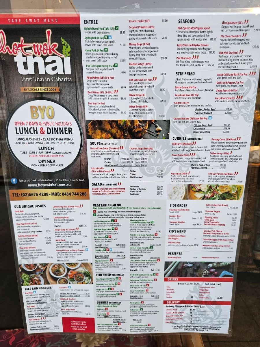 Menu, Hot Wok Thai