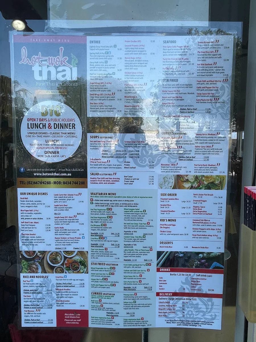 Menu, Hot Wok Thai