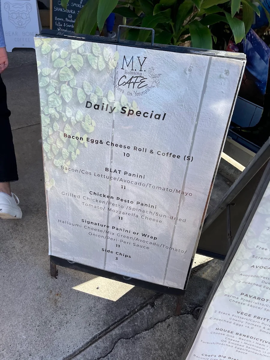 Menu, M.Y. Roasting Cafe