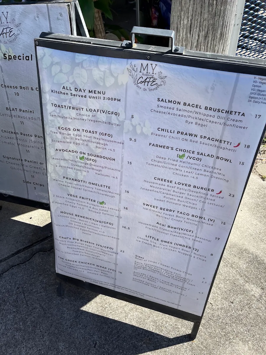 Menu, M.Y. Roasting Cafe