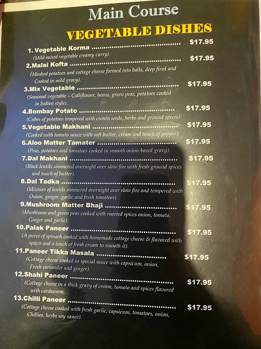 Menu, Red Pepper Indian Cuisine