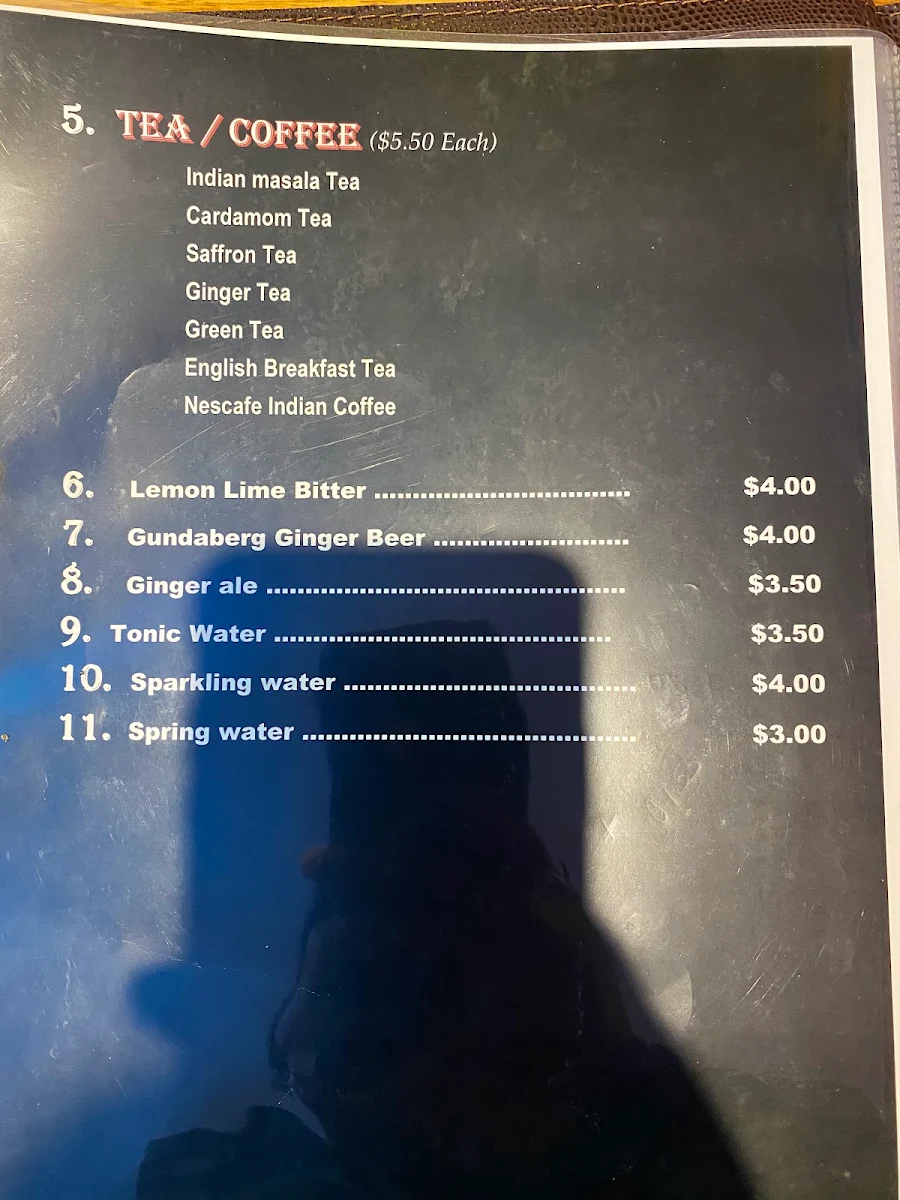 Menu, Red Pepper Indian Cuisine