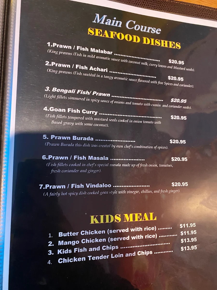 Menu, Red Pepper Indian Cuisine