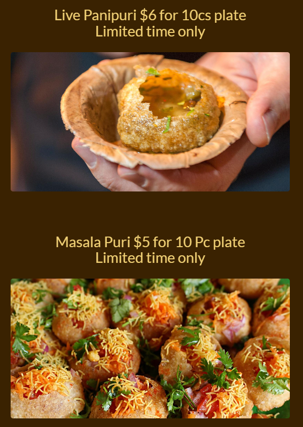 Menu, JP Panipuri