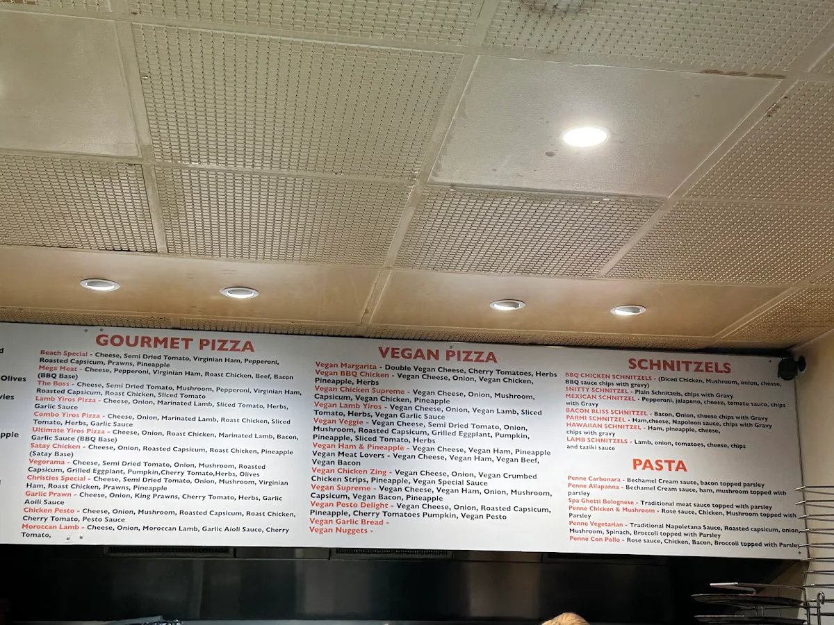 Menu, Beach Road Pizza