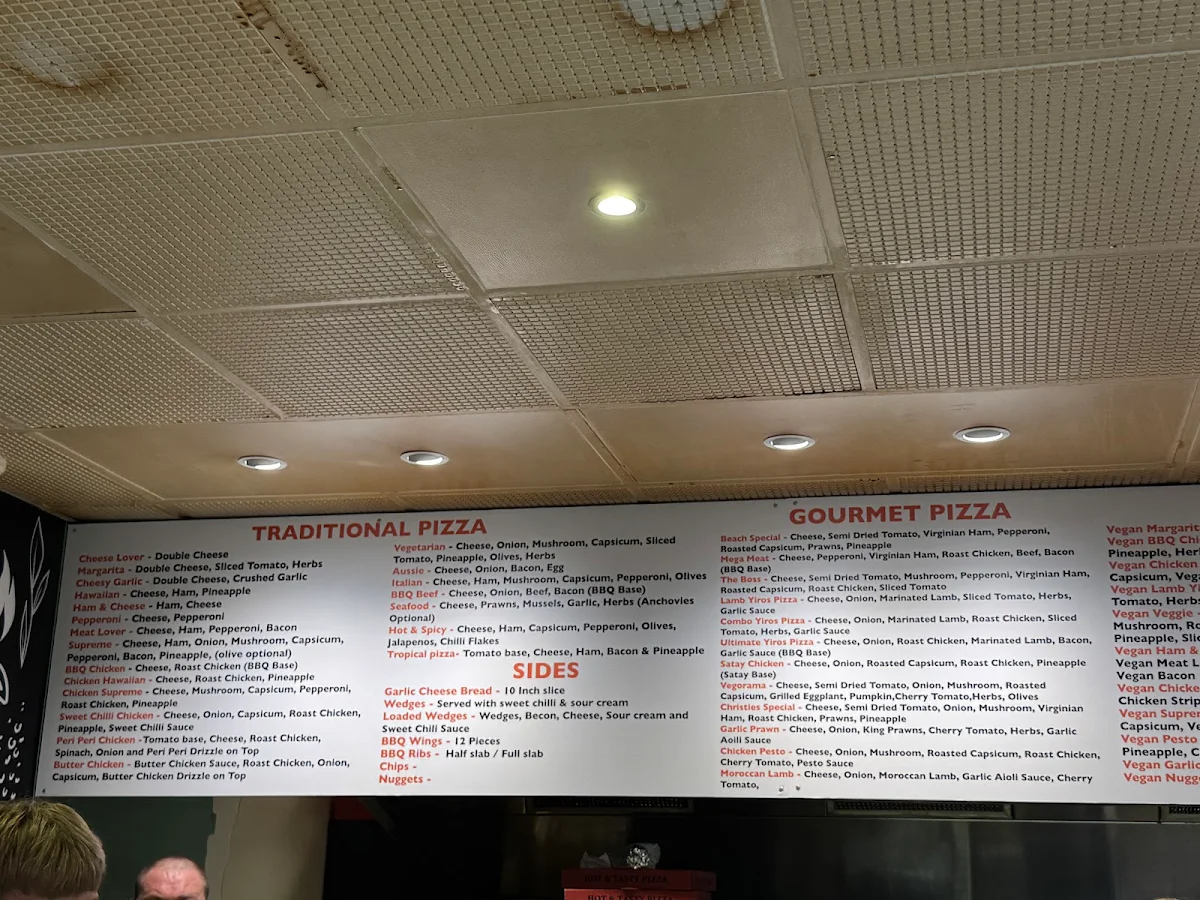 Menu, Beach Road Pizza