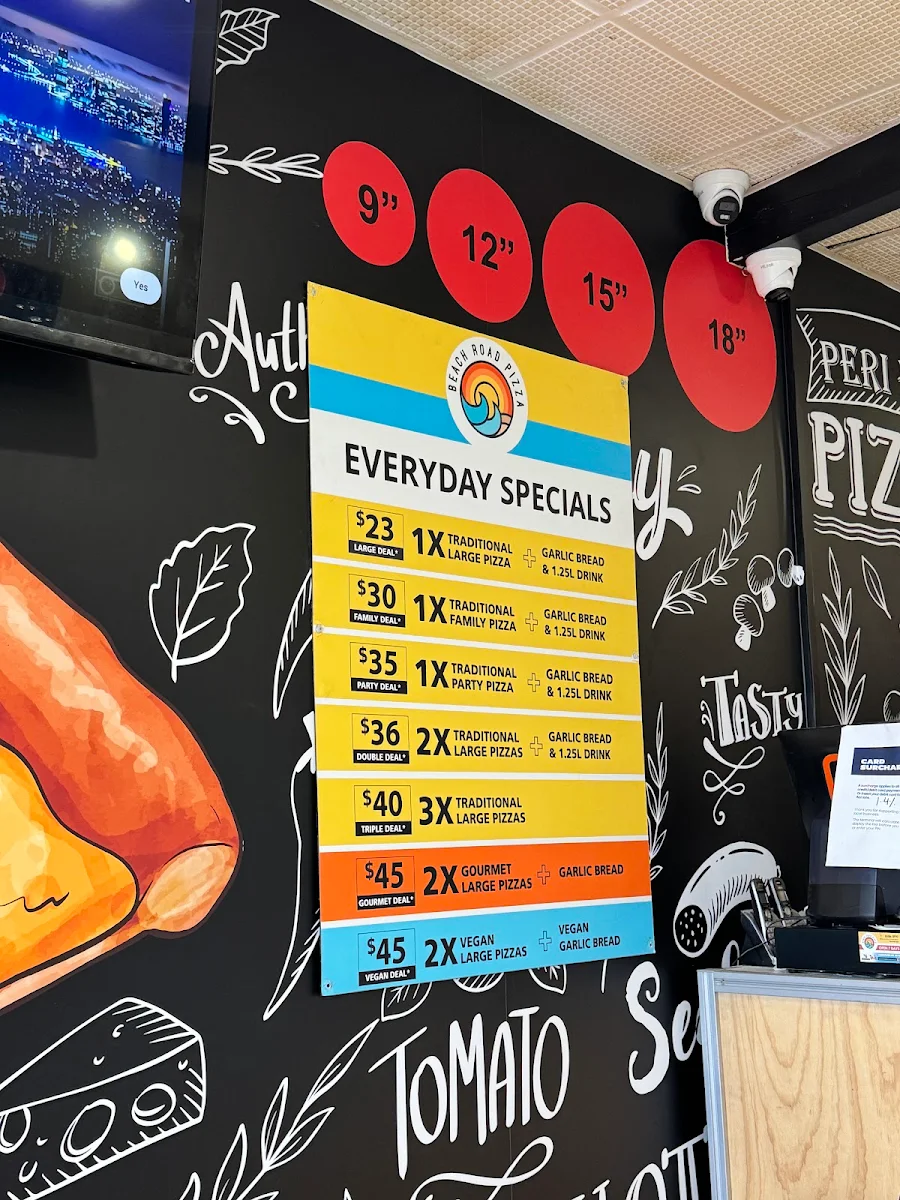 Menu, Beach Road Pizza