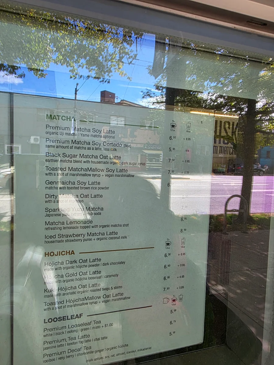 Menu, Whisk Matcha Cafe