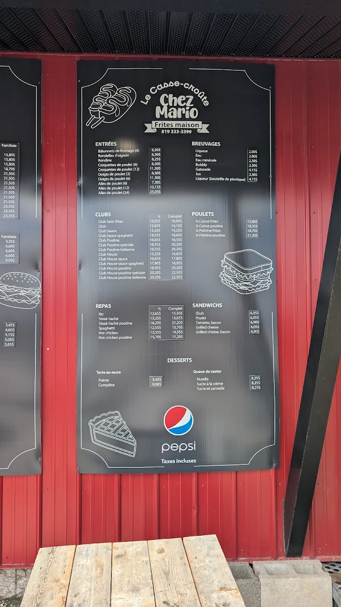 Menu, Chez Mario