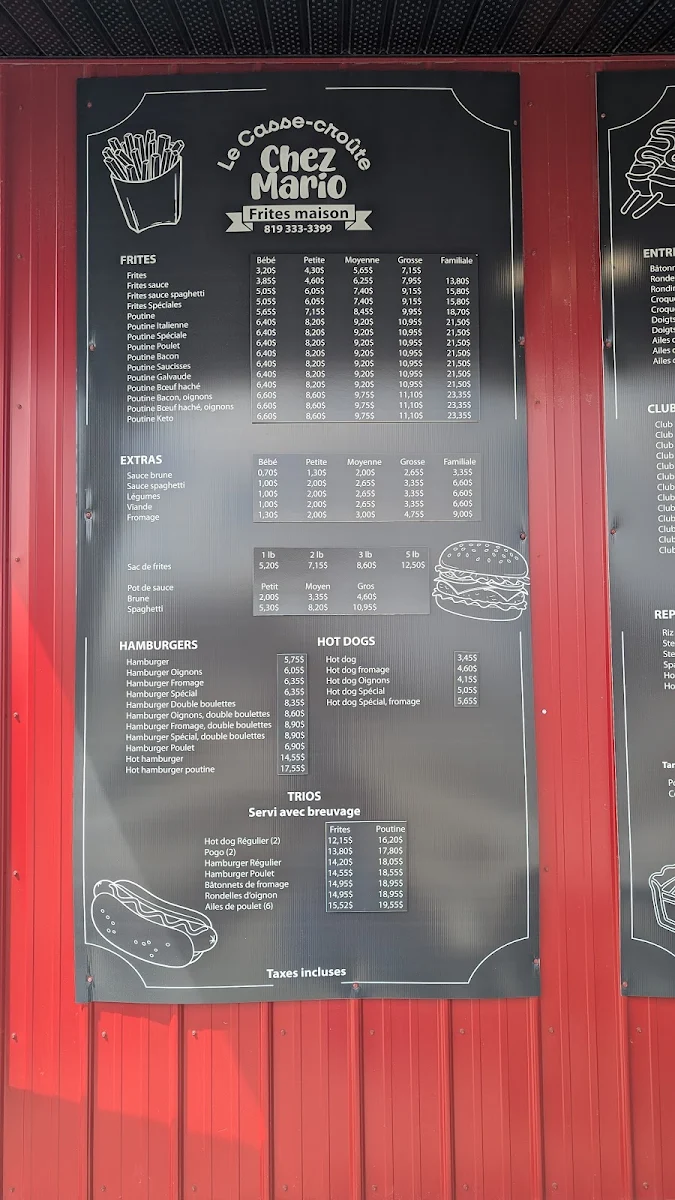 Menu, Chez Mario