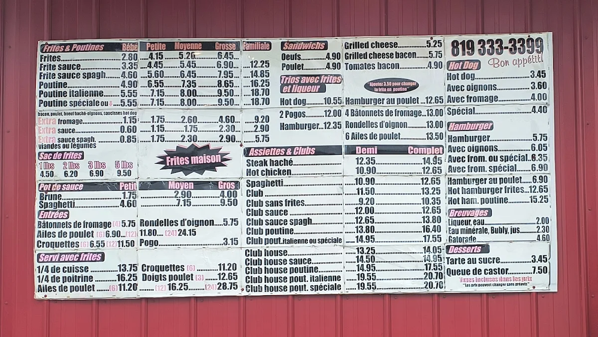 Menu, Chez Mario