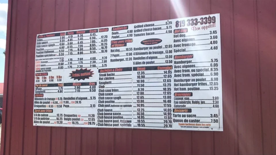 Menu, Chez Mario