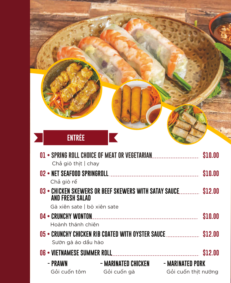 Menu, Phở More Moorebank