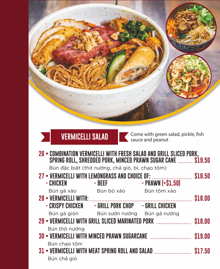 Menu, Phở More Moorebank