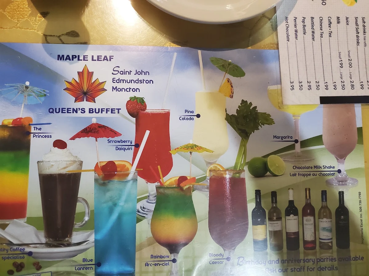 Menu, Maple Leaf Queen's Buffet