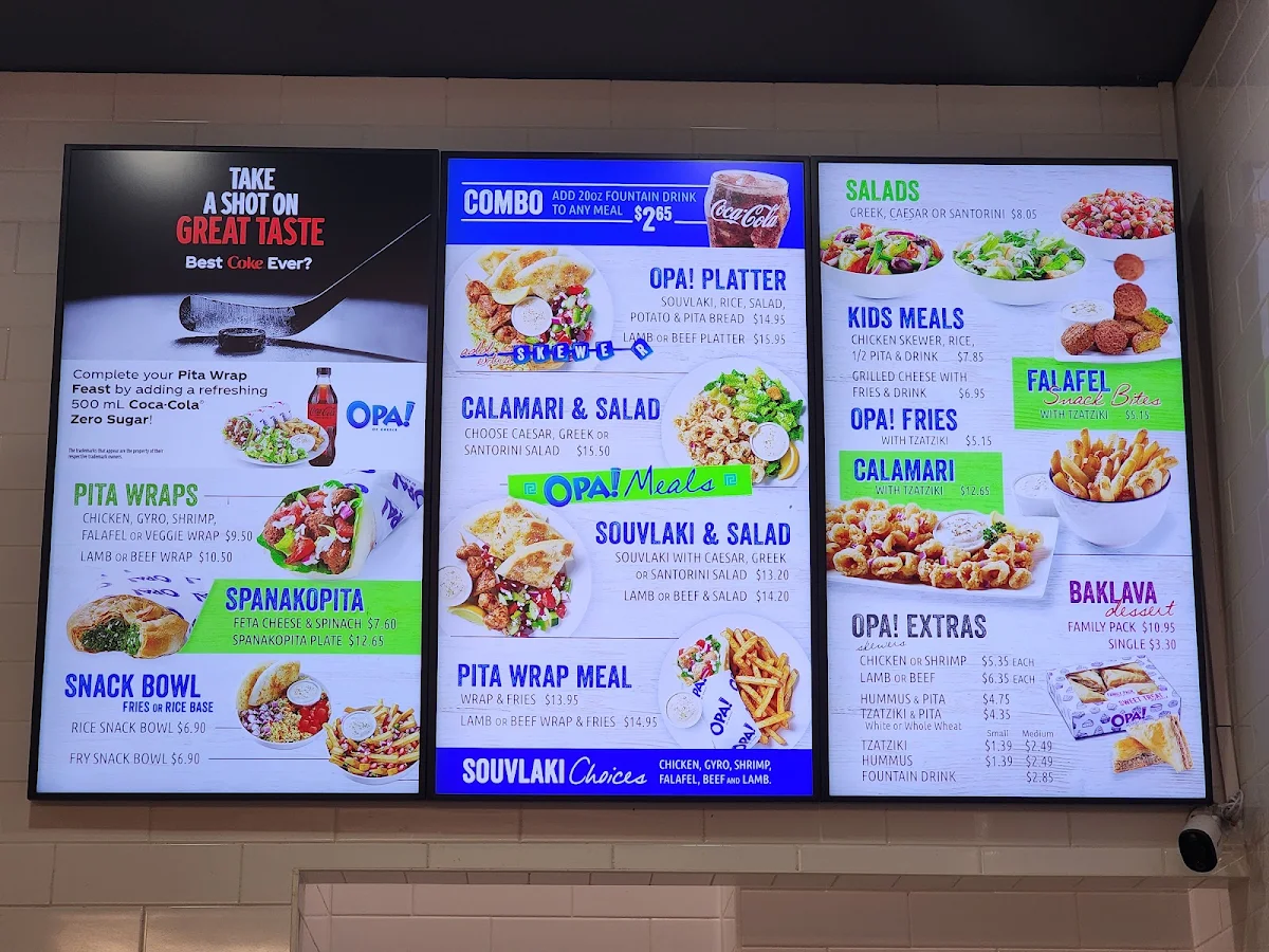 Menu, OPA! of Greece Coquitlam