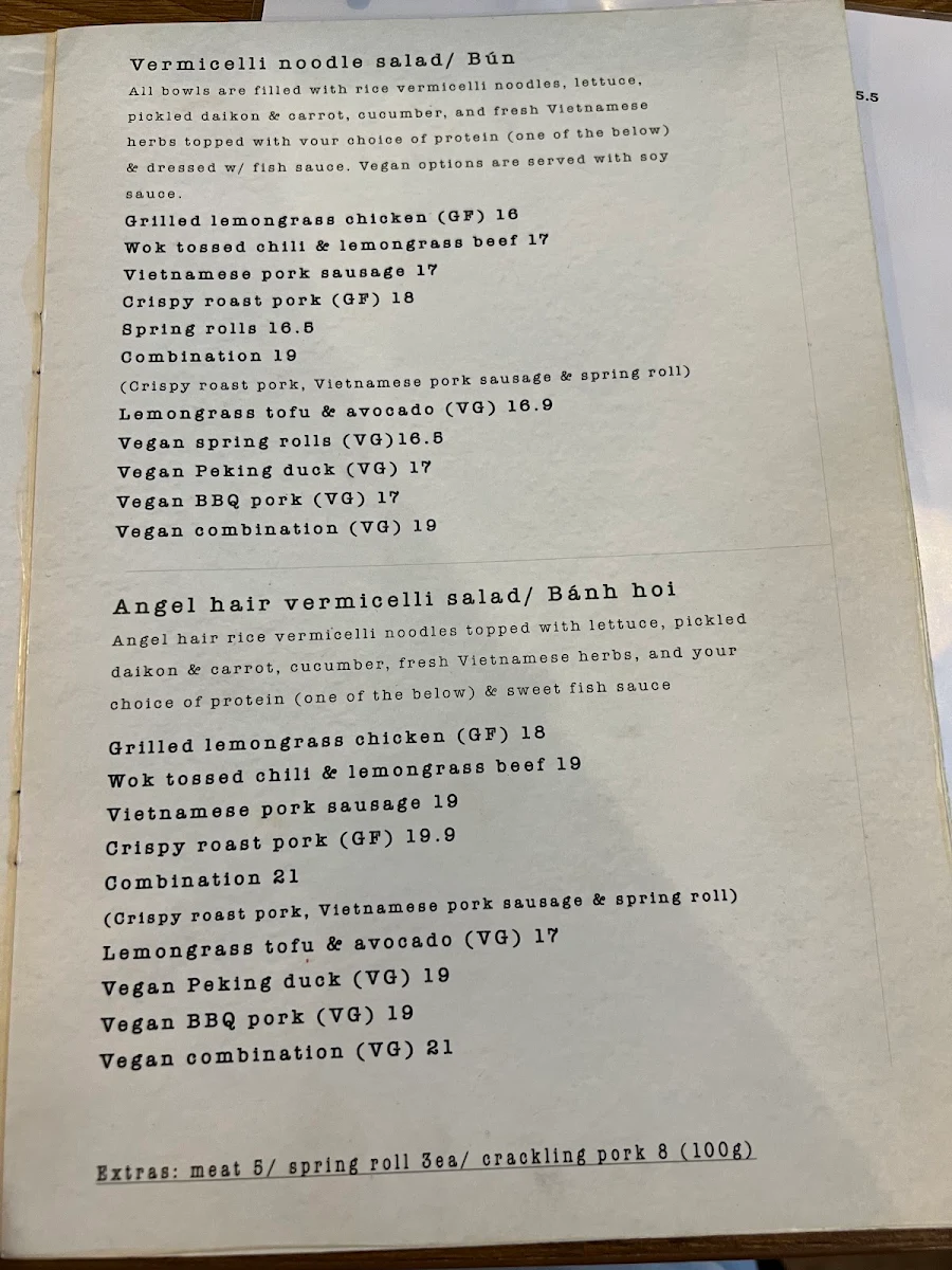 Menu, VIETFOOD SPRINGWOOD