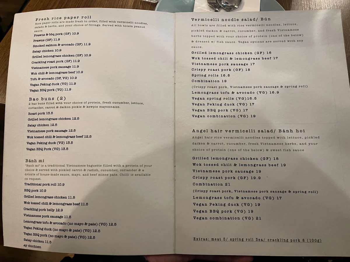 Menu, VIETFOOD SPRINGWOOD