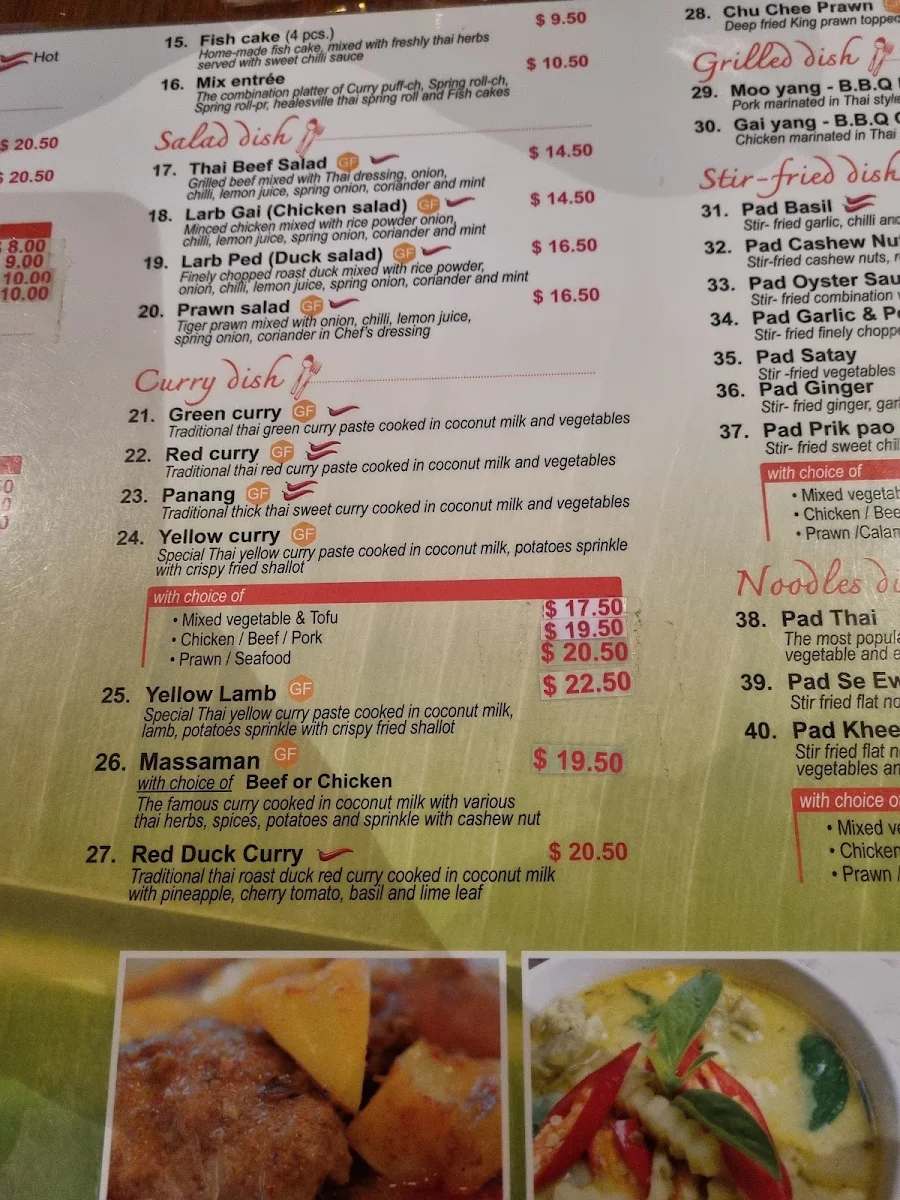 Menu, Healesville Thai Kitchen