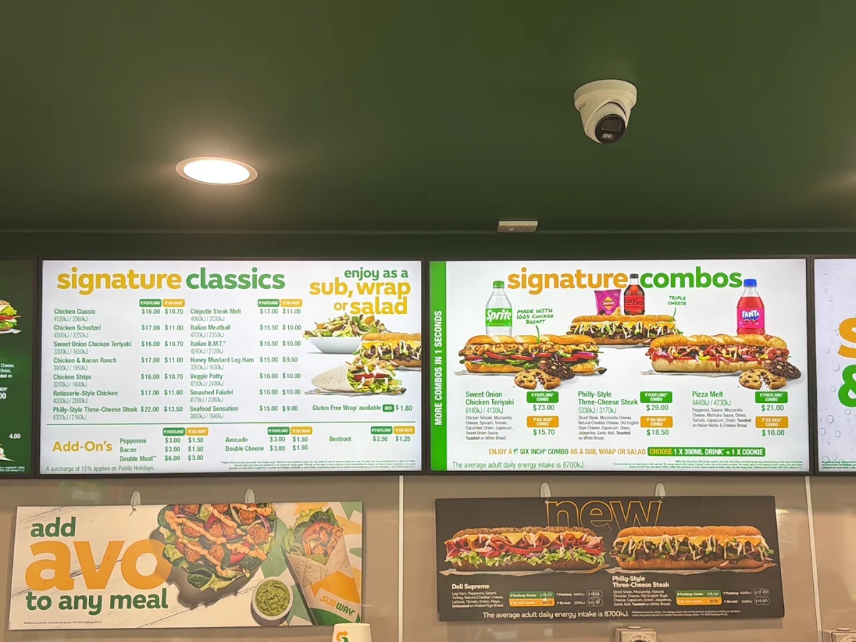 Menu, Subway