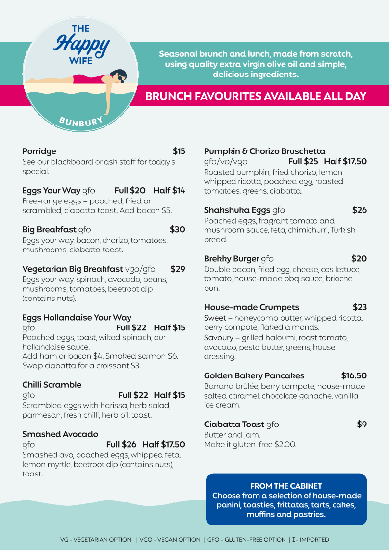 Menu, The Happy Wife